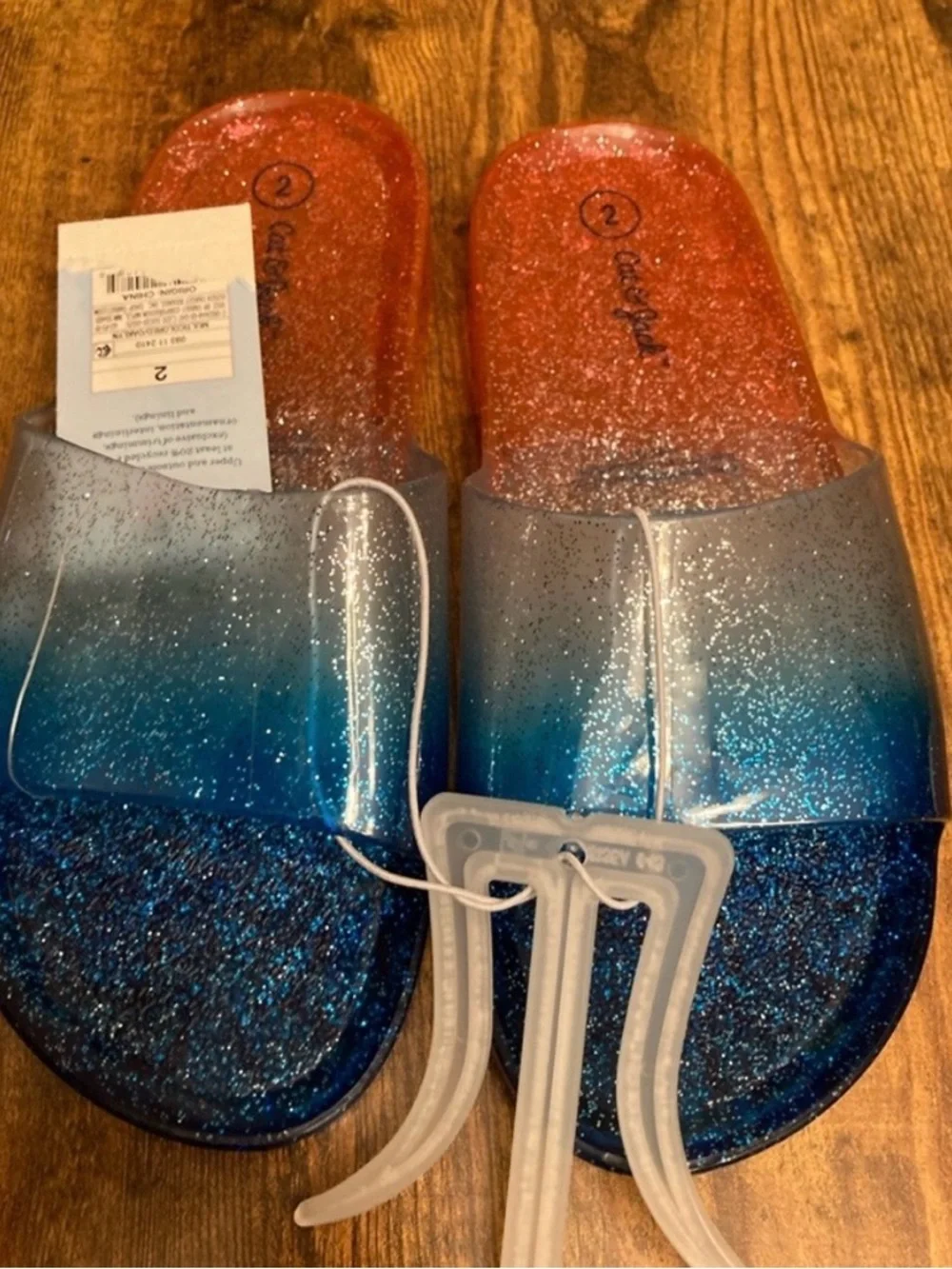 Kids' Oaklyn Glitter Jelly Slides - Cat & Jack American USA Size 2 new